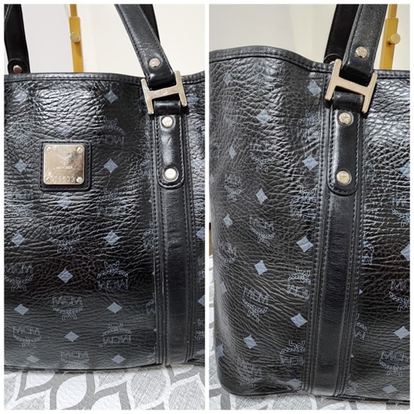 Authentic MCM Visestos Shopping Tote Bag Black/Grey - Picture 12 of 13